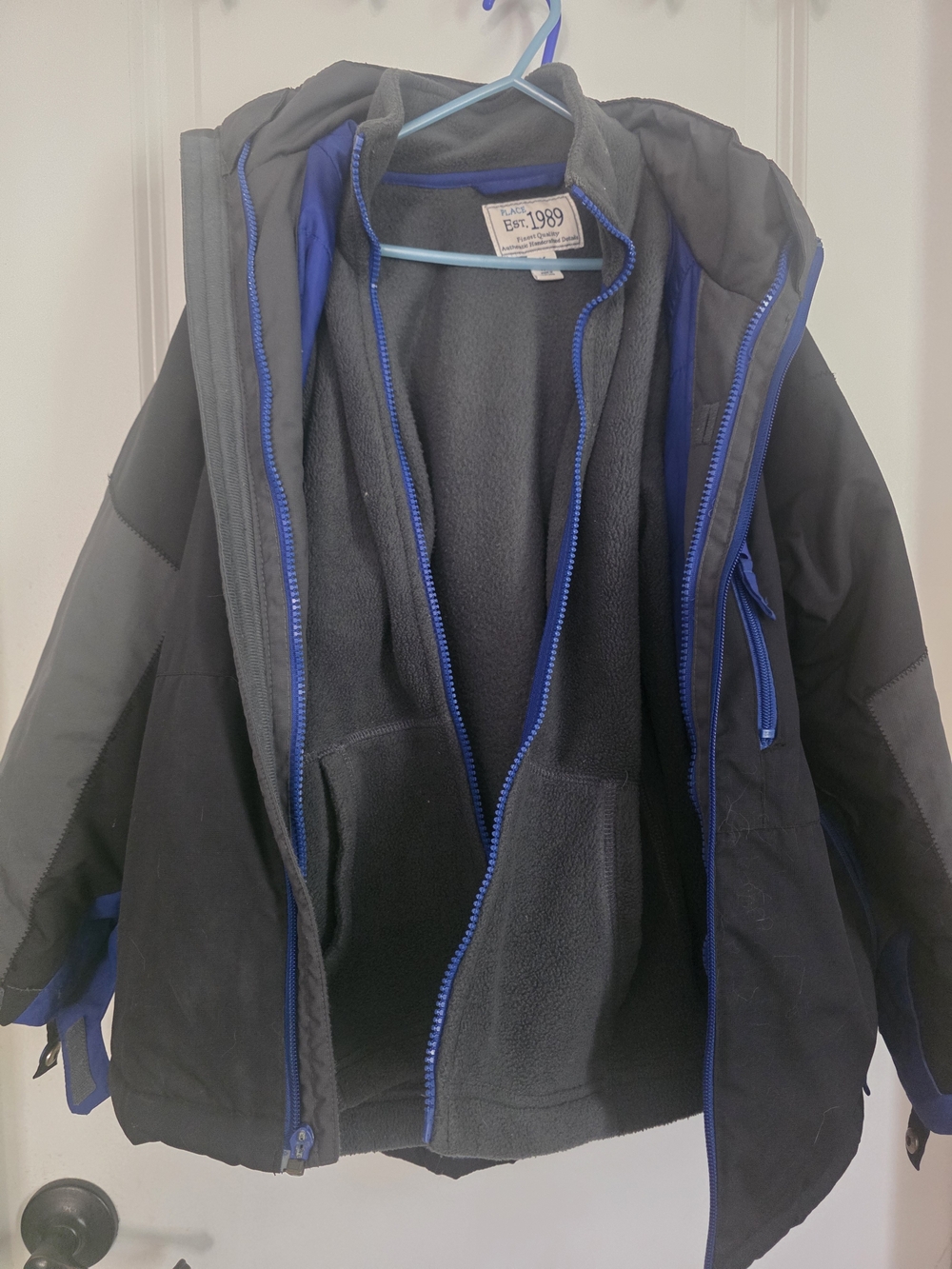The Children's Place Black Jacket with Blue Trim